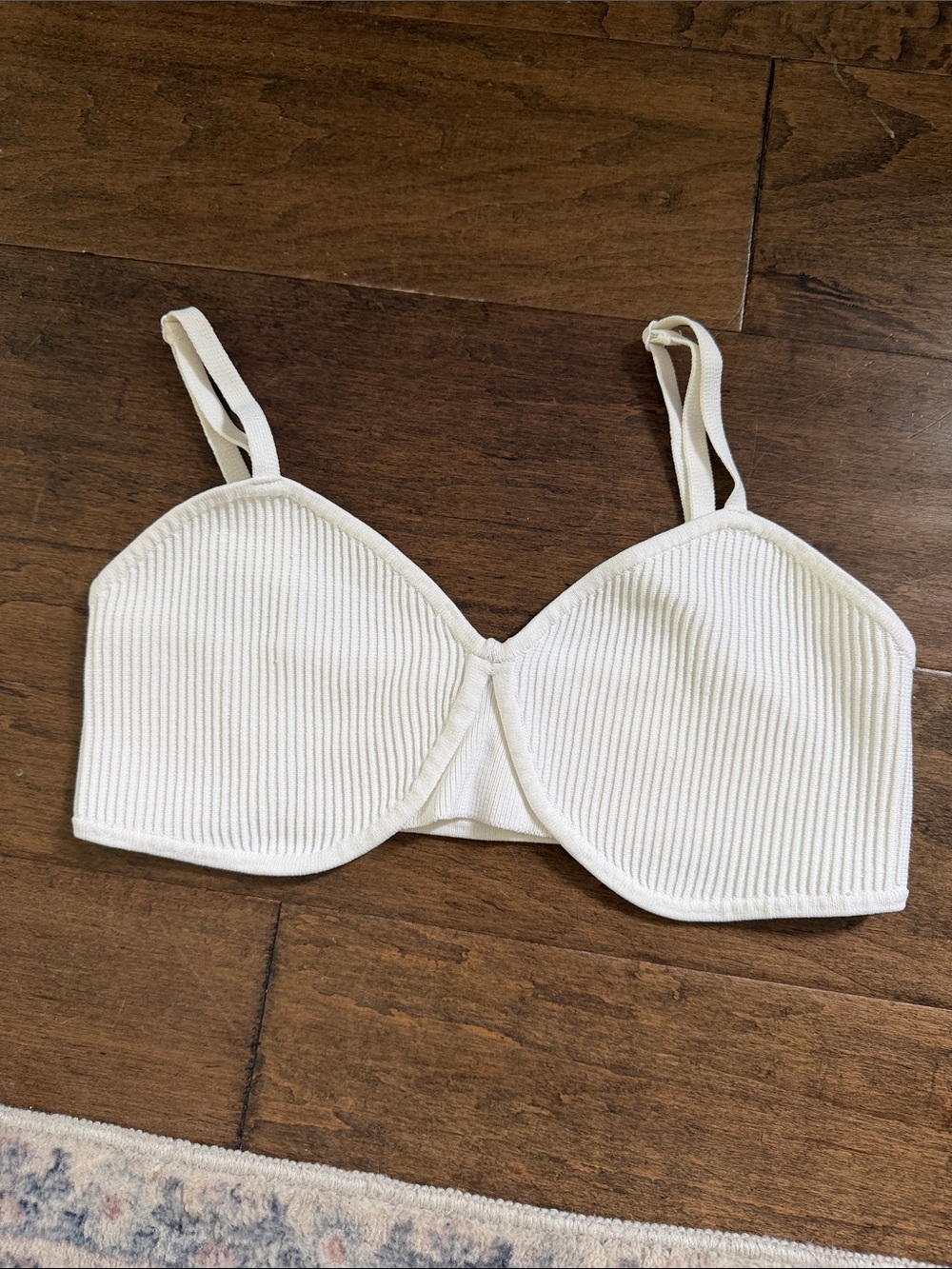 Cream Ribbed Bralette with Adjustable Straps